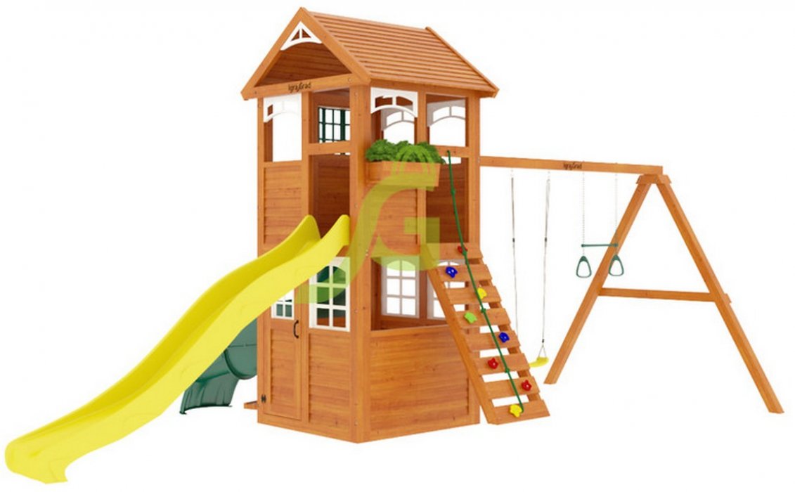 Детская деревянная площадка Клубный домик с трубой Luxe - вид 3