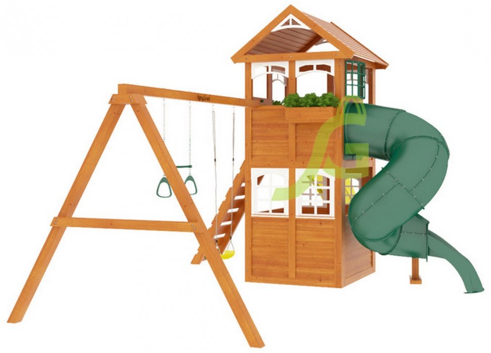 Детская деревянная площадка Клубный домик с трубой Luxe - вид 4