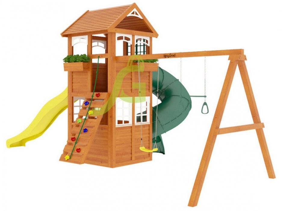 Детская деревянная площадка Клубный домик с трубой Luxe - вид 5