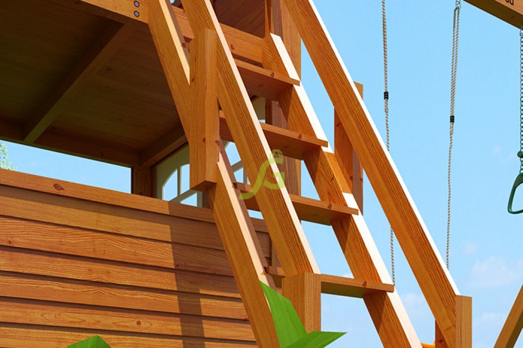 Детская деревянная площадка Клубный домик 2 с трубой и рукоходом Luxe - вид 5