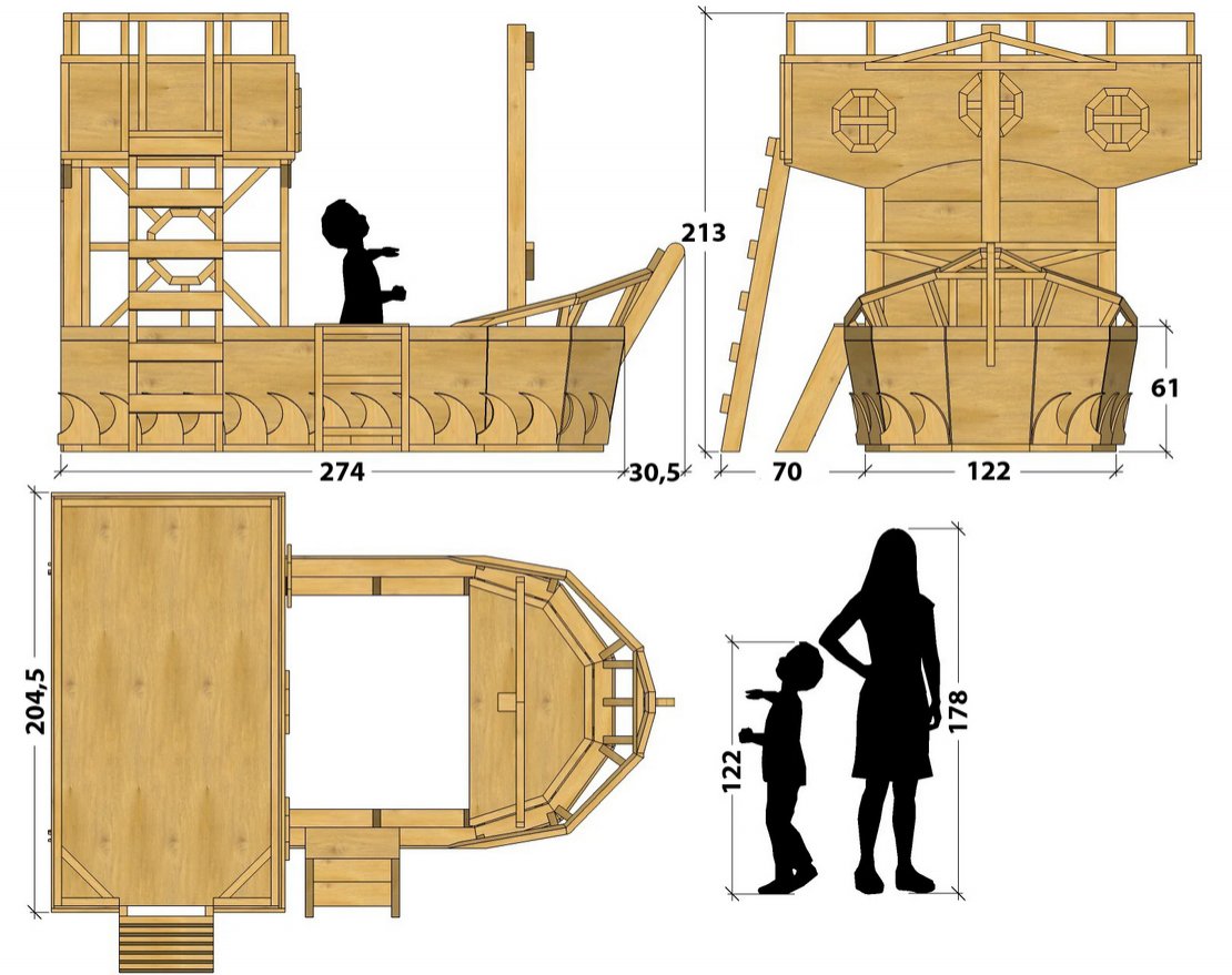Двухъярусная кровать TORUDA WOOD Пиратский корабль Морской король - вид 3