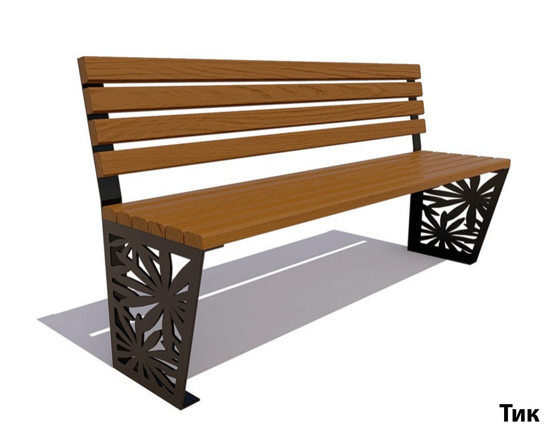 Парковая скамейка Ромашка, Лиственница (без подлокотников) - вид 4