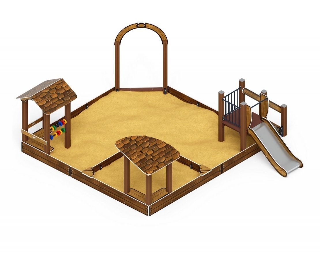 Песочный дворик Золотой мираж-2, с горкой - вид 3