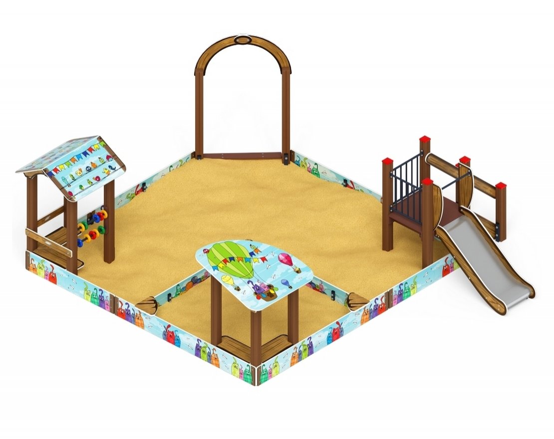 Песочный дворик Золотой мираж-3, с горкой - вид 3