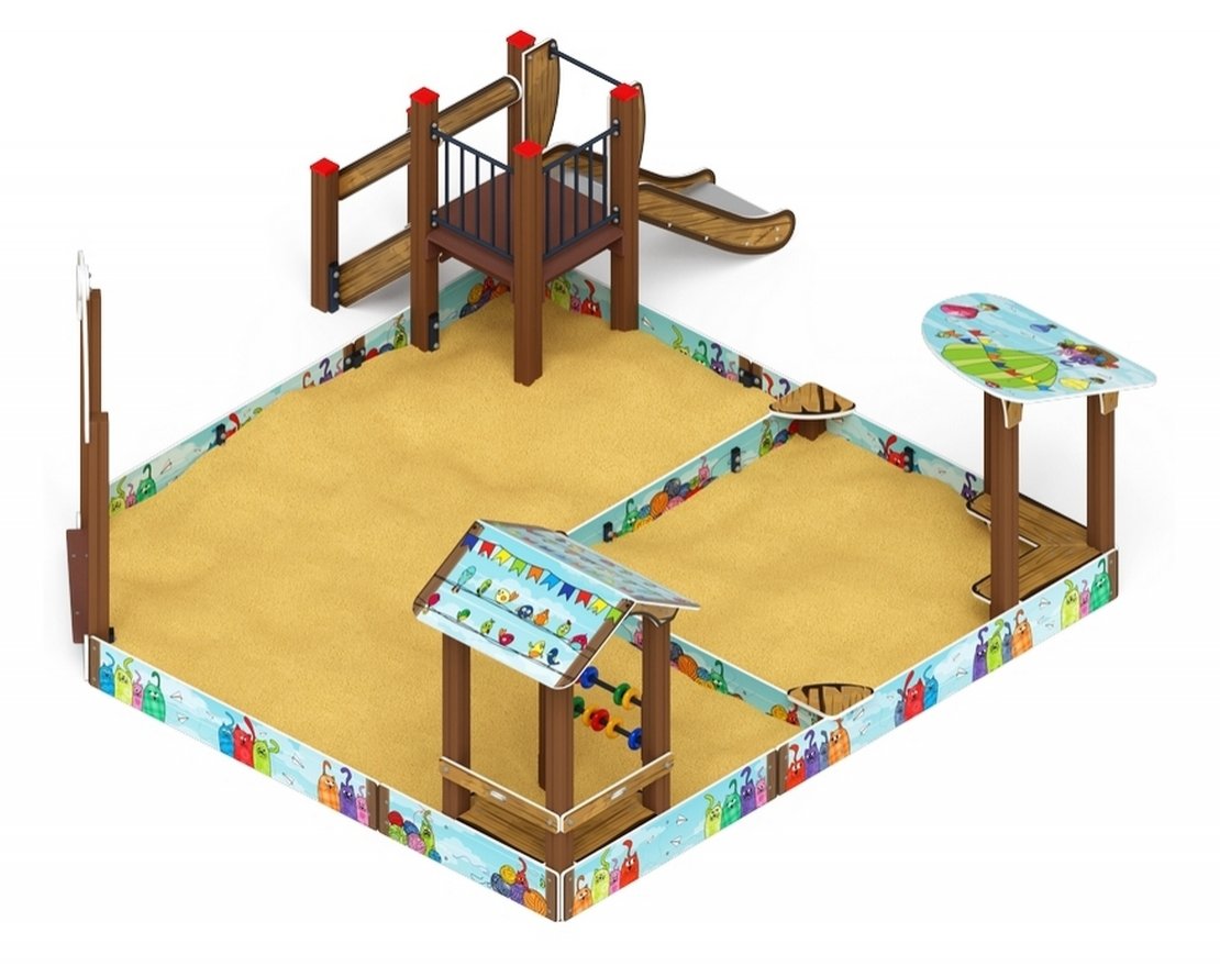 Песочный дворик Золотой мираж-3, с горкой - вид 4