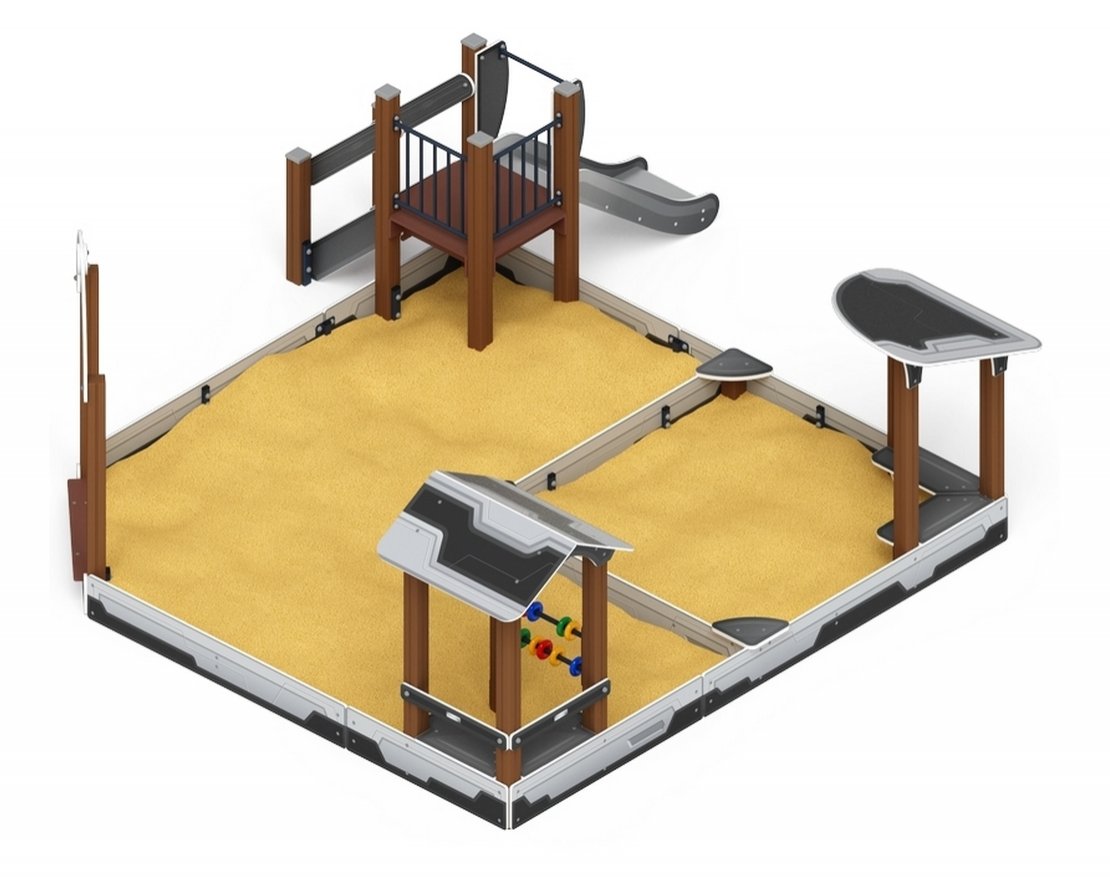 Песочный дворик Золотой мираж-4, с горкой - вид 5