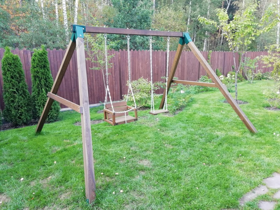 Сидение качели серия ТО модель 1 деревянное на цепях - вид 2