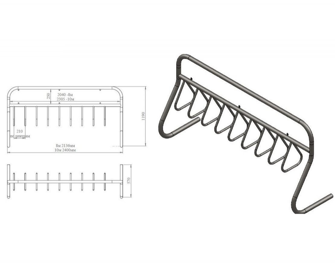 Велопарковка с рекламным местом VP8A (Нержавеющая сталь) - вид 3