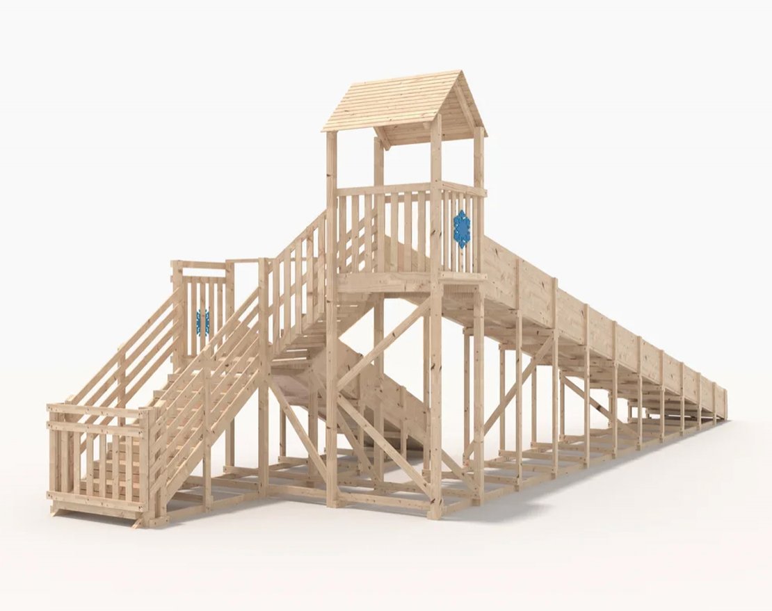 Зимняя горка Snow Fox 12 м с двумя горками (скат 4 м и 12 м), без окраски - вид 4