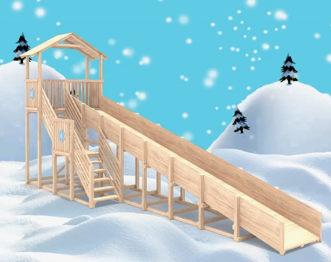 Зимняя горка Snow Fox Домик (скат 10 м), без окраски - вид 2